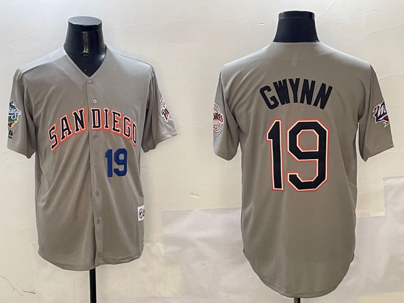 Men San Diego Padres #19 Gwynn Grey Throwback Game 2025 Nike MLB Jersey style 3124